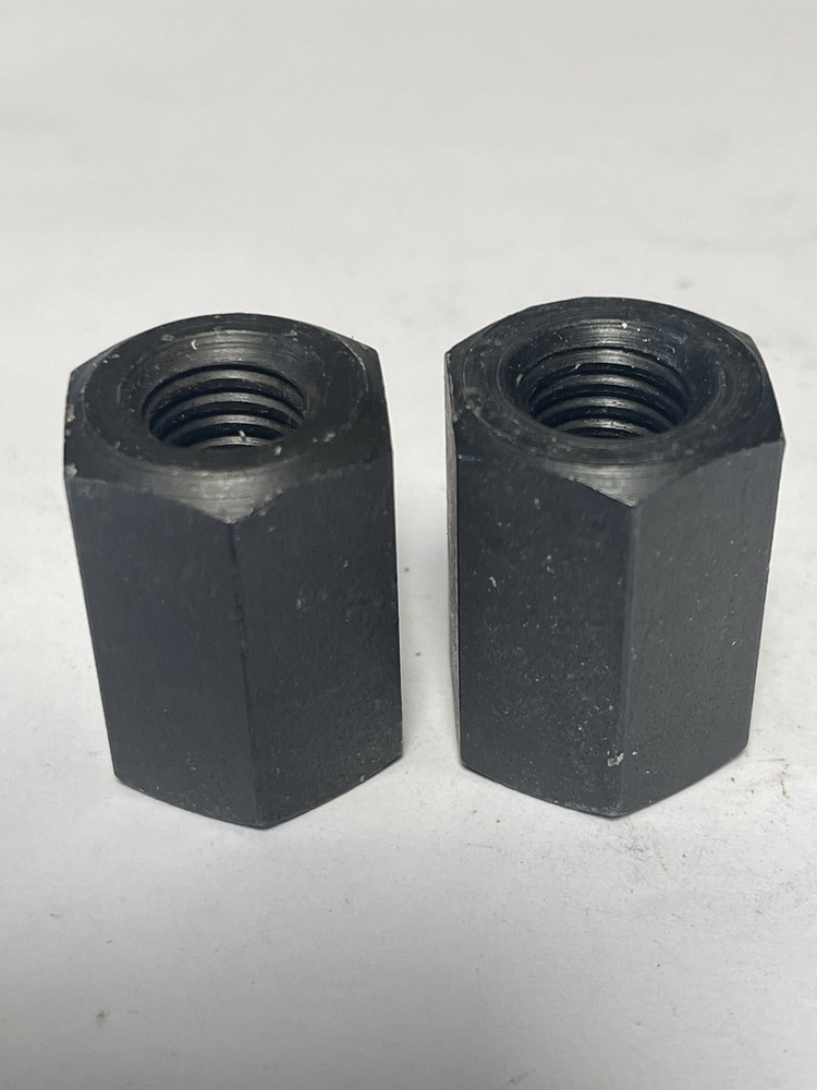 (2)High Hex Nut: 1/2-13 Carbon Steel Black Oxide Deep, Thick, Long Nut (26JN179)