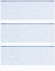 100 Sheets – 300 Checks Blank Check Stock Paper – Blue – Three (3) on a Page