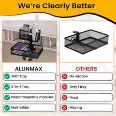 6-in-1 Clamp On Desk Organizer with Cup Holder & 360Â° Rotating Under Desk Dra