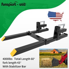 4000lb 60″ Bucket Forks Skid Steer Loader Quick Attach Clamp Tractor Pallet Fork