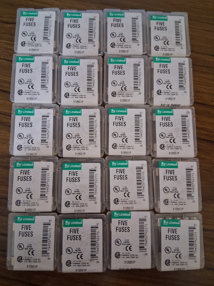 Littelfuse 312 1A Fast Acting Fuses 250VAC 20 packs of 5