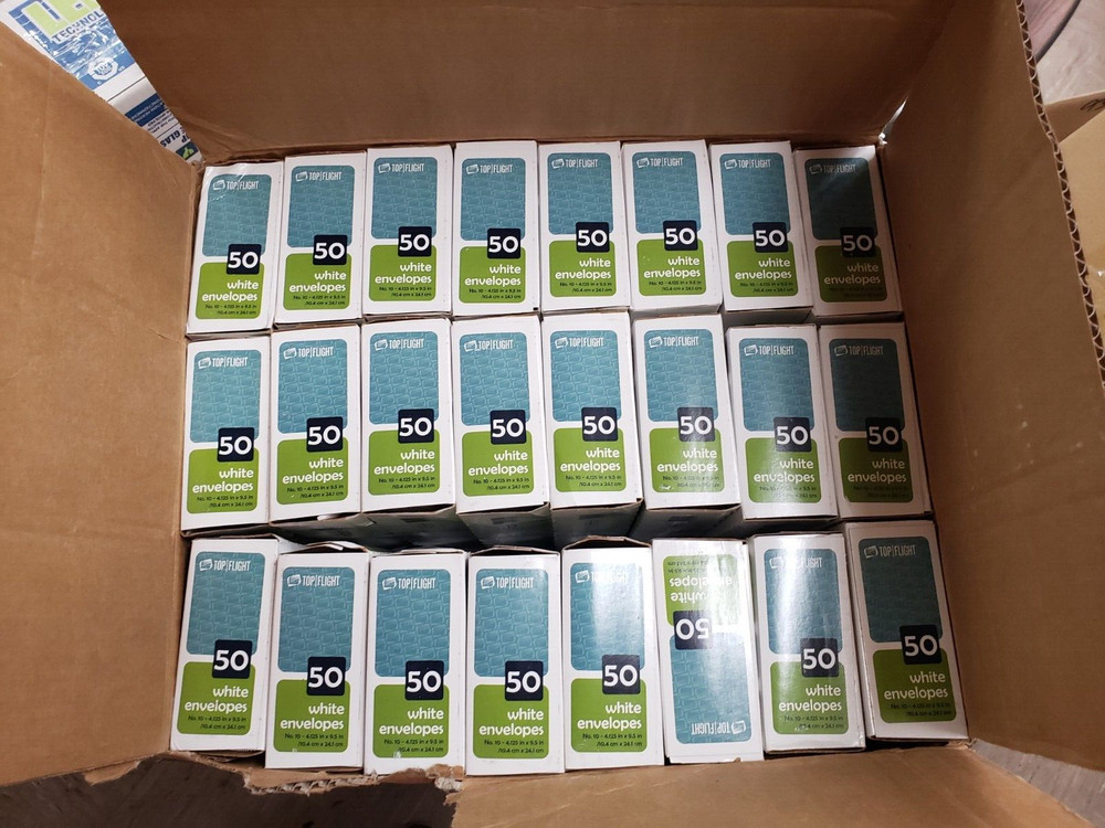 Cs/24 Box of 50 Top Flight No 10 White Envelopes 4.125″ x 9.5″