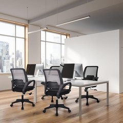 Stylish Swivel Office Chair with Lumbar Support & Soft Foam Seat – Modern Black