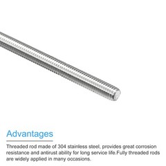 4pcs Fully Threaded Rod M6x350mm 1mm Pitch 304 Stainless Steel Right Hand
