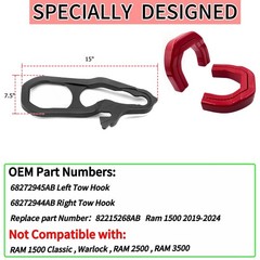 Custom Tow Hook Covers Compatible with 2019-2025 RAM 1500 for ram 1500, RED
