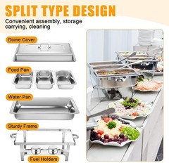 9QT Catering Chafing Dish Food Warmer buffet set 316 Stainless Steel w/3 pan