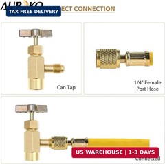 R12 to R134A Can Tap with R134A Tank Adapter and Valve Core Remover, R134A 1/4″