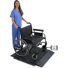 Detecto BRW1000 Portable Wheelchair Scale 1000 lb x 0.2 lb BMI RS232 AC Adapter