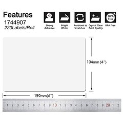 20-200 Rolls 1744907 Direct Thermal Shipping Label 4″x6″ for DYMO 4XL 220/Roll