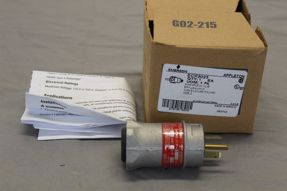 Emerson Appleton ECP2023 Aluminum 20A 125VAC hazardous location plug