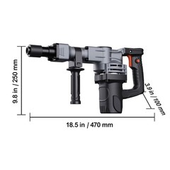 VEVOR Demolition Jack Hammer Concrete Breaker 1400W Hammer 2 Chisel Bit Black