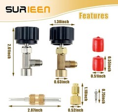 Refrigerant Can Tap R134A Self‑Sealing & Puncture Valve +Tank Adapter Kit Bla
