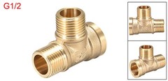 Brass Tee Pipe Fitting G1/2 Male x G1/2 Male x G1/2 Female T Shaped Connectors