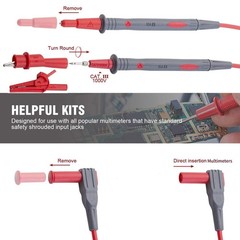 Soft Silicone Test Leads Kit with Alligator Clips, CAT III 1000V & CAT IV 600V