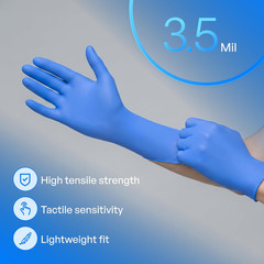 Chemo-Rated Fingertip-Textured Blue Nitrile Exam Gloves, Blue Medical Nitrile Gl