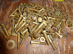 Brass hex head bolts nuts and washers 6 pounds assorted sizes