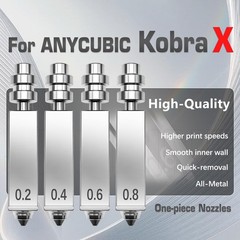 4PK 0.2+0.4+0.6+0.8MM for Anycubic Kobra X/Kobra 4 Nozzle 0.4mm Nozzles Leak-Pro