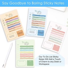 Gallasys 4 Packs to Do List Notepad, 200 Sheets 3.9 x 5.9 inches, Multicolour