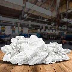 Recycled White Knit Cotton Cleaning Rags 50 lbs. Box Multipurpose Wiping Cloths