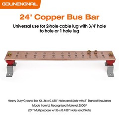 24″ Ground Bar Kit,4” Wide Heavy Duty Ground Bars Copper Bus Bar