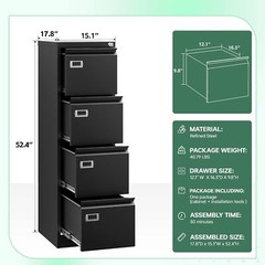 4 Drawer File Cabinet with Lock Metal Vertical Filing Cabinet for Office Home