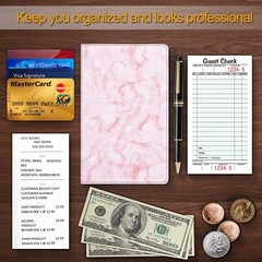 Server Book PU Leather Book Organizer Wallet Zipper Pocket for Waitress Waiters