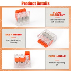 90Pcs For Wago 221 Lever Nuts Compact Splicing Wire Connectors – 2/3/5 Terminal