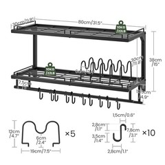CHOEZON Pot Rack, Wall Mounted Pan Holder, 2-Tier and Large, Black