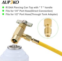 Can Tap with Tank Adapter and Valve Core Remover, 1/4″ Male R134A Can Tap