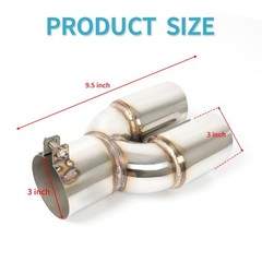 Polished Stainless Steel Dual Exhaust Tip 3″ Inlet 3″ Outlet 9.5″ Overall
