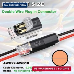 20Pcs Double Wire Plug in Connector, LED Light Strip Low Voltage Connectors 2 Pi