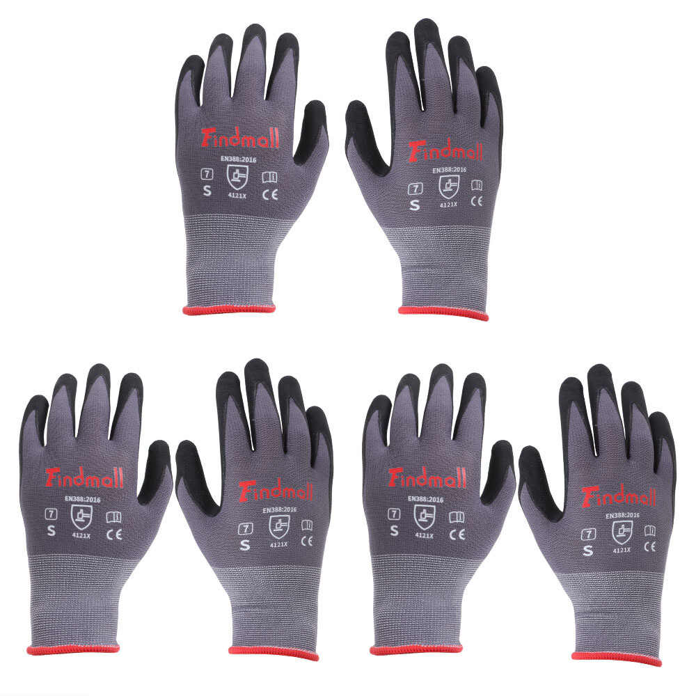 Safety Work Gloves MicroFoam Nitrile Coated Foam Gloves S-Size/3 Pairs