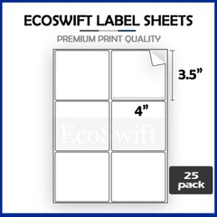 (150) 4 x 3 1/3 EcoSwift Laser/Ink Address Shipping Adhesive Labels 6 per sheet