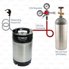 2.5 Gallon DIY Home Sparkling Carbonated Water Making CO2 Keg Dispensing Kit