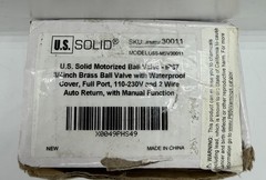 U. S. Solid Motorized Ball Valve w/ Waterproof Cover 3/4in Brass AC 110-230V