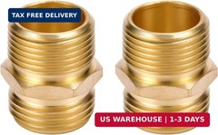 2 Pack 3/4″ GHT to 3/4″ NPT Male Connector, Brass Garden Hose Fitting, Male Hose