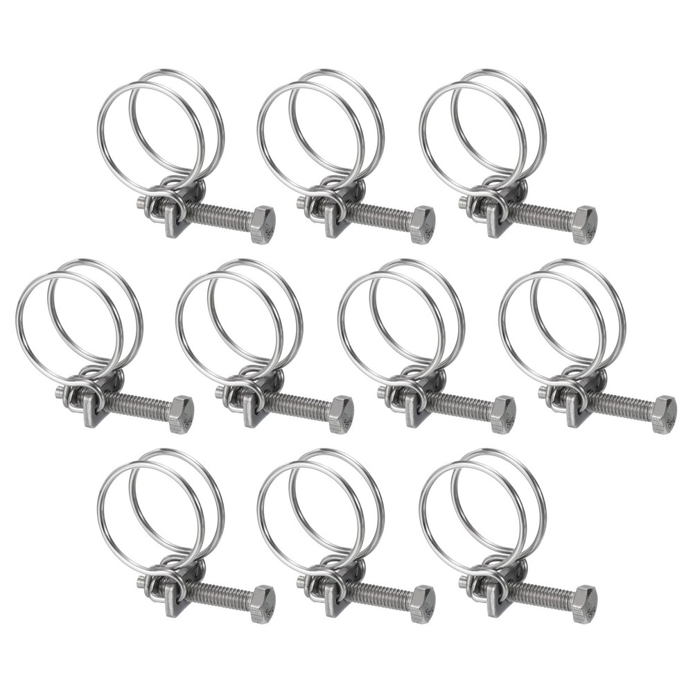 10Pcs Double Wire Hose Clamp 24-27mm Adjustable Hose Clip with M6 Bolt