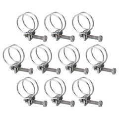 10Pcs Double Wire Hose Clamp 24-27mm Adjustable Hose Clip with M6 Bolt