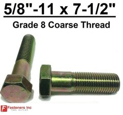 5/8-11 x 7-1/2″ Hex Bolt Yellow Zinc Plated Grade 8 Cap Screw Coarse Thread