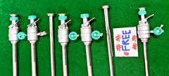 4pc Laparoscopic Metal Trocar Cannula 10mmx110mm with 5mm Trocar Free