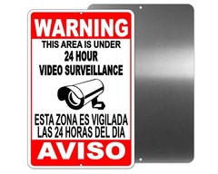 CCTV Warning Security Audio Video Surveillance Camera Sign English/Spanish