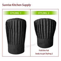 Tall Chef Hat Black. One Size Fits Most.