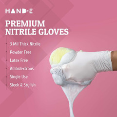 White Nitrile Disposable Gloves – Latex Free Food Prep, Salon, Hair Dye, Kitc…
