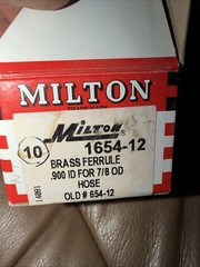 Milton 1654-12 Milton Industries 900″ ID For 7/8 OD Hose 10 Pcs Brass Ferrule