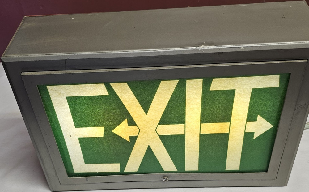 Old School Illuminated EXIT Sign Light Box, Hardwired Wall Mount – Novelty