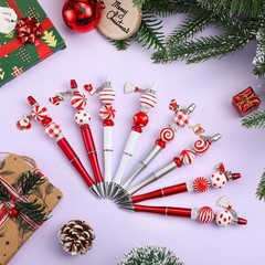 Fuutreo 12 Set 126 Pcs Christmas Beadable Pens Kit Silicone Plastic Wooden Be…