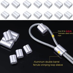 Pack of 50 Aluminum Crimping Loop Sleeve Cable Crimp for 1/4 inch Diameter Do…