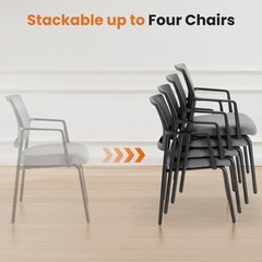 Stackable Reception Chairs with Mesh Back & Upholstered Cushion, Metal Frame, Gr