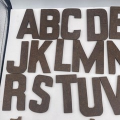 Wood Type MDF Vintage Mix / Approx 35 Pcs Alphabet Numbers 3″ size w/box Vintage