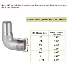 304 Stainless Steel Hose Barb Fitting 5/8 Hose Barb To 1/2 Npt Male 90 Degree